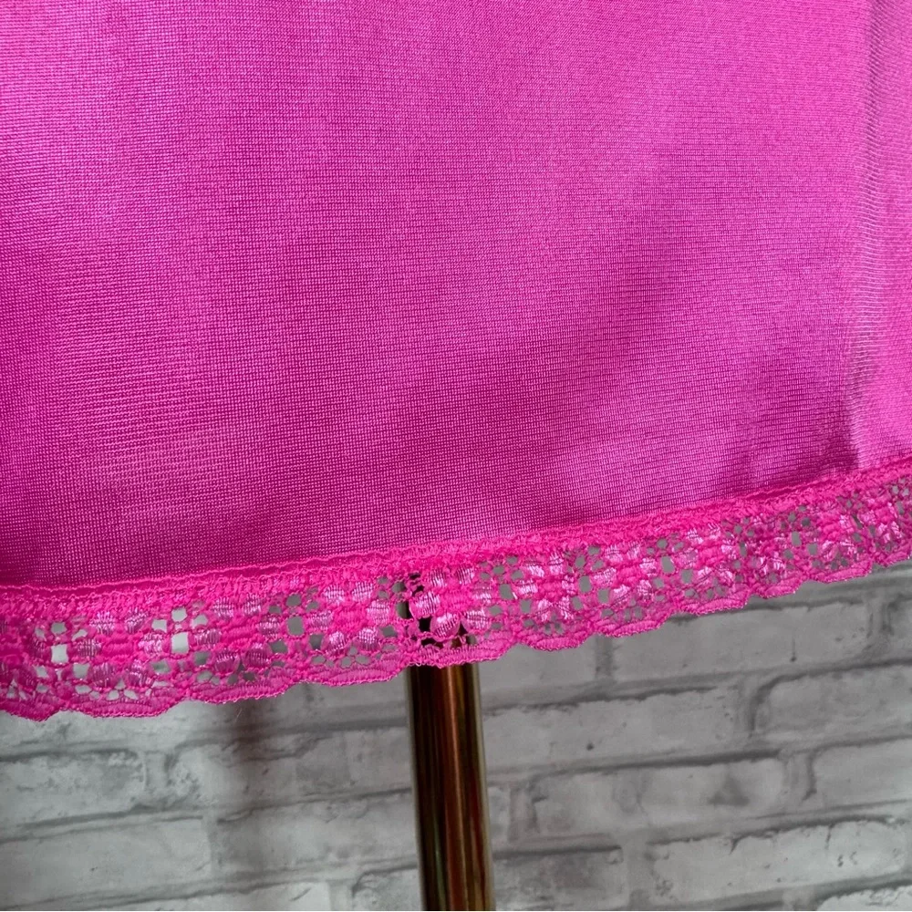 Vintage Pink Lace Silky Chemise Top - Picture 3 of 11